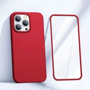 Joyroom 360 Full Case Cover for iPhone 13 Pro Back and Front Cover Tempered Glass red (JR-BP935 red)
