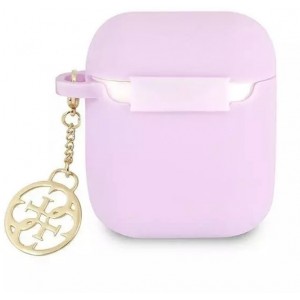 Guess protective case for AirPods cover purple/purple Silicone Charm 4G Collection