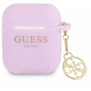 Guess protective case for AirPods cover purple/purple Silicone Charm 4G Collection