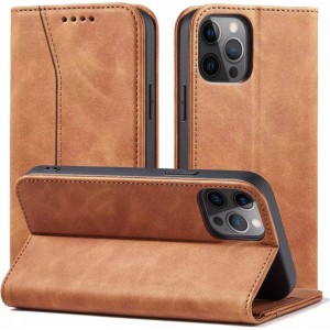 4Kom.pl Magnet Fancy Case case for iPhone 12 Pro Max cover wallet for cards stand brown