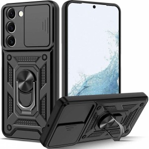 Alogy Camshield Stand Ring Case with Camera Cover for Samsung Galaxy S23 Plus Armored Black