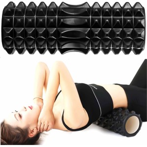 4Kom.pl Massager for exercise massage Roller CrossFit physio rehabilitation roller with nubs 33cm Black