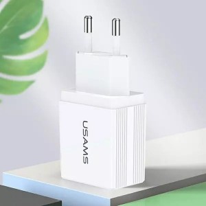 Usams Wall charger 2xUSB T24 2.1A white / white (only head) CC90TC01 (US-CC090)