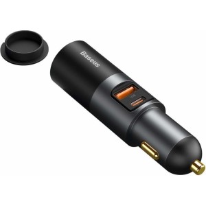 Baseus Share Together Fast car charger with cigarette lighter socket, USB USB-C, 120W (gray)