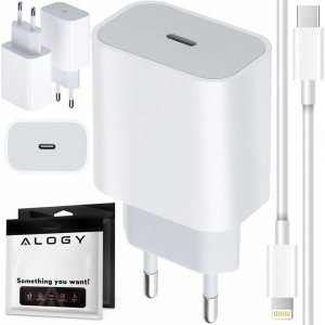 Alogy wall charger fast USB-C PD 20W Lightning cable 1m White