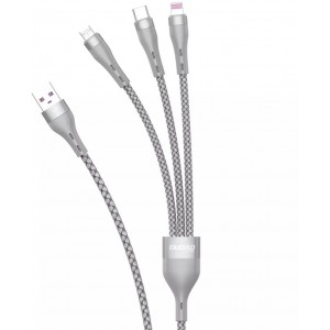 Dudao 3w1 kabel USB - Lightning / microUSB/ USB Typ C 65W 1,2m szary (L20X)