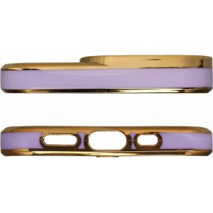 4Kom.pl Fashion Case for Samsung Galaxy A12 5G gel cover with gold frame purple