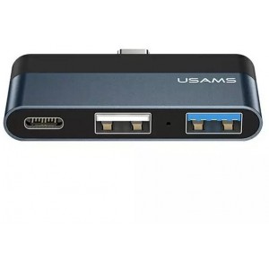 Usams Adapter HUB USB 2.0/USB 3.0/USB-C szary/grey SJ490HUB01 (US-SJ490)