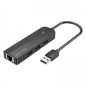 Vention USB 2.0 3-Port Hub with Ethernet Adapter 100m Vention CHPBB 0.15m, Black