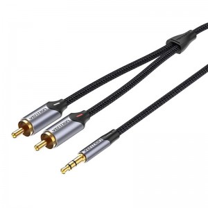 Vention 2xRCA cable (Cinch) jack to 3.5mm Vention BCNBL 10m (grey)