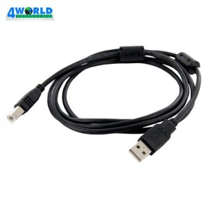 4World 05351 USB 2.0 A-plug AM-BM Printera vads Kabelis 1.4m Melns