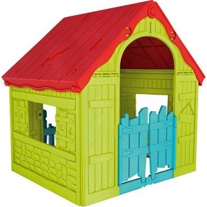 Keter Wonderfold Playhouse bērnu rotaļu māja (saliekama) sarkana/zaļa/zila 29202656732