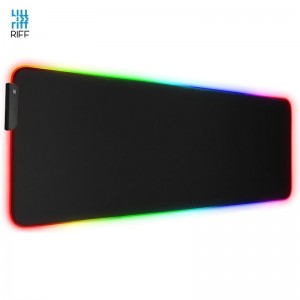 Riff RGB-01 spēļu peles paliktnis gumijots audums ar USB RGB LED krāsu apgaismojumu (80x30cm) melns