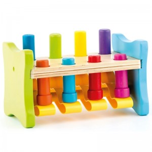 Woody 91841 Деревянно-пластмассовый развивающий цветной игрушечный молоток с подставкой и формами для детей от 2 лет + (23x16.5x14cm)