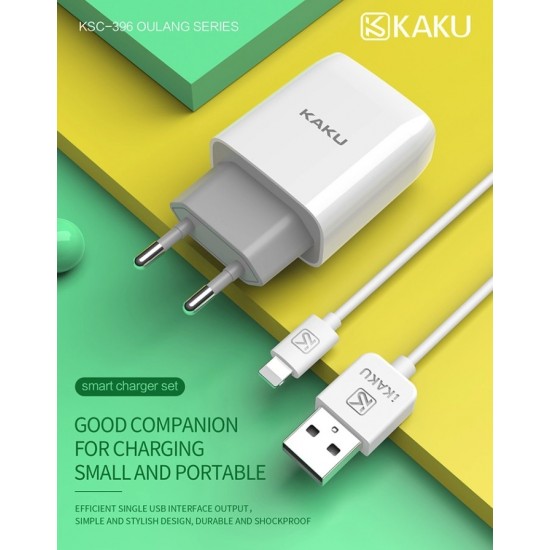 Ikaku Kaku KSC-396 Gudrais USB Ligzdu 2.4A Tīkla Lādētājs + USB uz Lightning 1m Kabelis