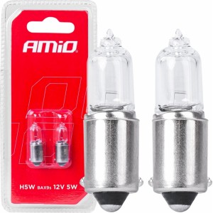 Amio Halogen bulbs H5W 12V 5W BAX9S white 2pcs blister AMIO-03354