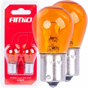 Amio Halogen bulbs PY21W BAU15S 12V AMBER 2pcs blister