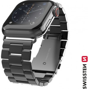 Swissten Металлический ремешок для Apple Watch 1/2/3/4/5/6 / SE / 42 мм / 44 мм / черный