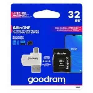 Goodram MicroSD class 10 UHS I 32GB Atmiņas karte + Karšu lasītājs