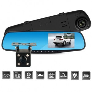 Roger 2in1 Автомобильный видеорегистратор с зеркалом и задней камерой / Full HD / 170' / G-Sensor / MicroSD / LCD 4.3''