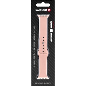 Swissten Cиликоновый Pемешок для Apple Watch 1/2/3/4/5/6 / SE / 42 мм / 44 мм / розовый