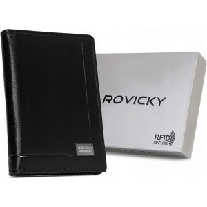 Кошелек для карточек, кожаный, RFID, Rovicky CPR-030-BAR, черный