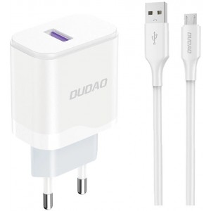 Dudao A20EU USB-A 18W wall charger - white + USB-A - micro USB cable (universal)