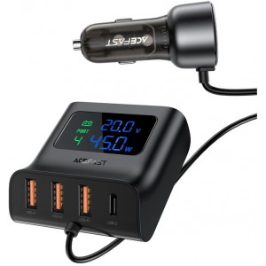 Acefast B11 138W USB-A USB-C Car Charger with 6 Ports - Black (universal)