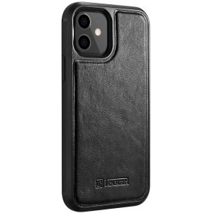 Icarer Leather Oil Wax case covered with natural leather for iPhone 12 mini black (ALI1204-BK) (universal)