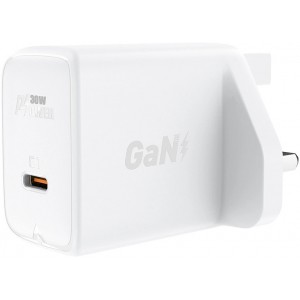 Acefast GaN wall charger (UK plug) USB Type C 30W, Power Delivery, PPS, Q3 3.0, AFC, FCP white (A24 UK white) (universal)