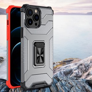 Hurtel Crystal Ring Case Kickstand Tough Rugged Cover for iPhone 13 Pro Max red (universal)