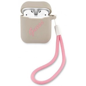 Guess GUACA2LSVSGP AirPods cover gray pink/grey pink Silicone Vintage (universal)