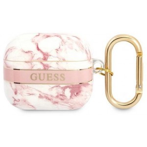 Guess GUA3HCHMAP AirPods 3 cover pink/pink Marble Strap Collection (universal)