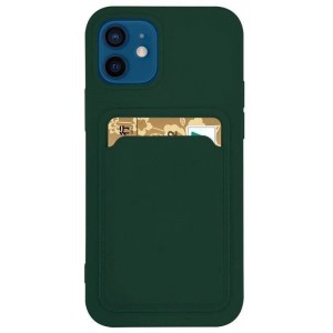 Hurtel Card Case Silicone Wallet Case with Card Slot Documents for Samsung Galaxy A42 5G Dark Green (universal)