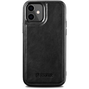 Icarer Leather Oil Wax case covered with natural leather for iPhone 12 mini black (ALI1204-BK) (universal)