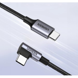 Ugreen US255 USB-C to Angled USB 2.0 CM/M Round Cable Aluminum Shell Nickel Plating 0.5m Gray Black (universal)