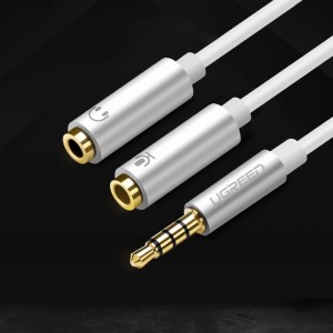Ugreen cable cable headphone splitter mini jack 3.5 mm - 2 x mini jack 3.5 mm (microphone + stereo output) black (AV141) (universal)
