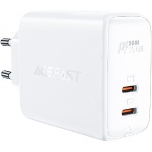 Acefast charger GaN USB Type C 50W, PD, QC 3.0, AFC, FCP white (A29 white) (universal)