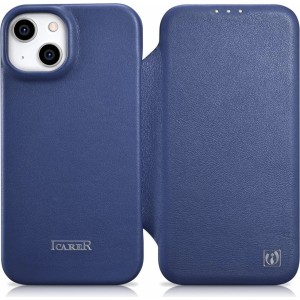 Icarer CE Premium Leather Folio Case iPhone 14 magnetic flip case MagSafe blue (WMI14220713-BU) (universal)