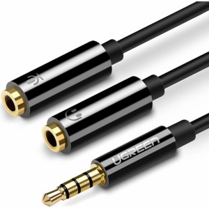 Ugreen cable cable headphone splitter mini jack 3.5 mm - 2 x mini jack 3.5 mm (microphone + stereo output) black (AV141) (universal)