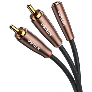 Ugreen cable audio cable 3.5mm mini jack (female) - 2RCA (male) 3m brown (AV198 60987) (universal)