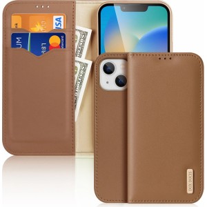 Dux Ducis Hivo Leather Flip Cover Genuine Leather Wallet for Cards and Documents iPhone 14 Plus Brown (universal)