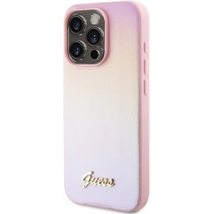 Guess Saffiano Iridescent Script case for iPhone 14 Pro Max - pink (universal)