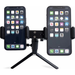 Hurtel Dual adjustable smartphone holder with tripod black (E-type live dual camera) (universal)