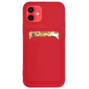 Hurtel Card Case Silicone Wallet Wallet with Card Slot Documents for iPhone 12 Pro Max red (universal)