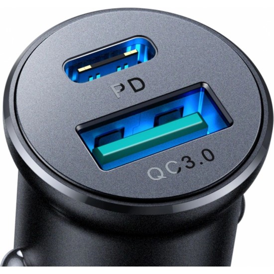 Joyroom JR-CCN05 30W USB-A USB-C mini car charger - black (universal)