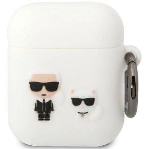 Karl Lagerfeld KLACA2SILKCW AirPods 1/2 cover white/white Silicone Karl & Choupette (universal)