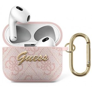 Guess GUA34GSMP AirPods 3 cover różowy/pink 4G Script Metal Collection (universal)