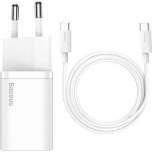 Baseus Si USB-C 25W 3A fast charger with USB-C / USB-C 1m cable - white (universal)