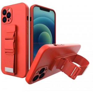 4Kom.pl Rope case gel case with lanyard chain handbag lanyard iPhone 13 red